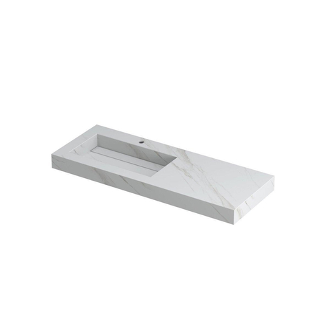 INK Pitch lavabo - 120x45x9cm - 1 cuve à gauche - 1 trou de robinet - bonde céramique Calacatta mat SW693403
