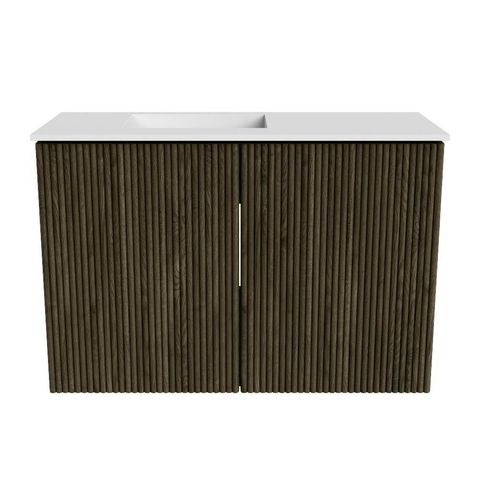 Mondiaz JOYA 60cm toiletmeubel - kleur Shadow - Wastafel FAYE positie Links 1 kraangat kleur Talc. SW1421388