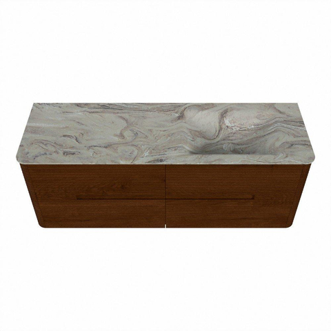 Mondiaz CIRO-DLUX Ensemble de meubles de salle de bains - 140x45x50cm - Vasque solid surface Glace - 1 vasque à droite - 1 trou de robinet - 4 tiroirs - Ruby SW1531665