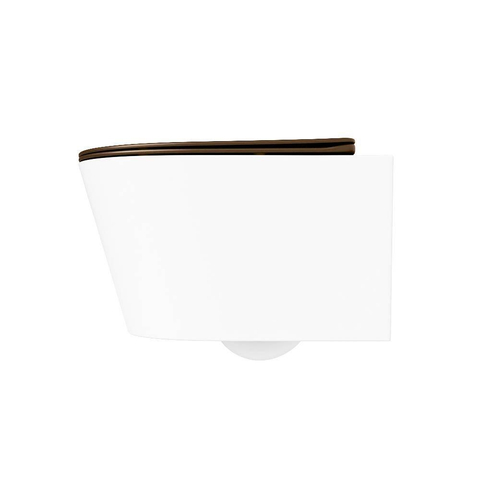 Mondiaz LAVIE hangtoilet – spoelrandloos – 36 x 53 cm – met softclose zitting – Talc (wit), zitting Rust (bruin) SW1208709