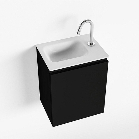 Mondiaz OLAN Meuble lave-mains 40x30x40cm 1 trou de robinet 1 tiroir Urban mat avec lavabo LEX Gauche Solid Surface Blanc SW473207