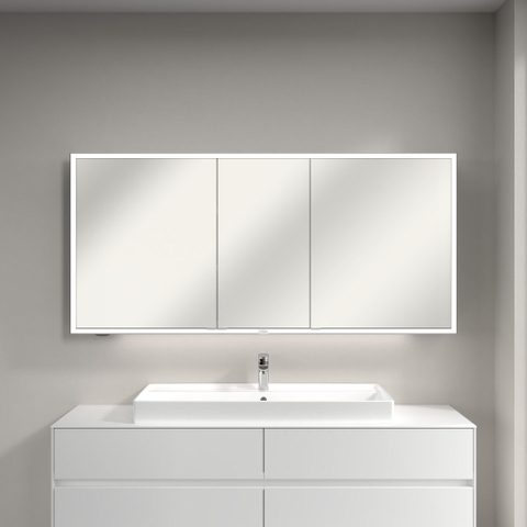 Villeroy & Boch My View Now spiegelkast - met 3 deuren - met led verlichting en wastafelverlichting - 160x75x16.8cm - met sensorschakelaar - Aluminium (zilver) SW702118