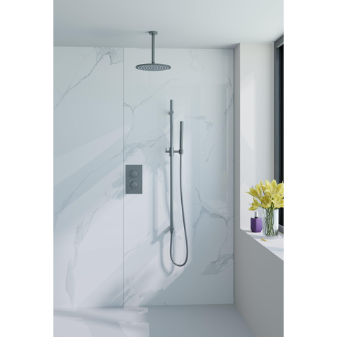 Fortifura Calvi Glijstang - met geïntegreerde - wandaansluitbocht - 90cm - PVD - geborsteld gunmetal (antraciet) SW1111532