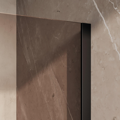 BRAUER Oblivion Douche à l'italienne - 100x200cm - paroi latérale 30 cm - revêtement verre - verre bronze - noir mat SW1417911