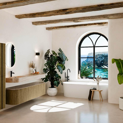 MONDIAZ THOR-DLUX 180cm meuble de salle de bains arrondi gauche + droite couleur Dusk avec 2 tiroirs et 2 portes. Vasque suspendue CLOUD Gauche 1 trou de robinet couleur Arena. SW1466126
