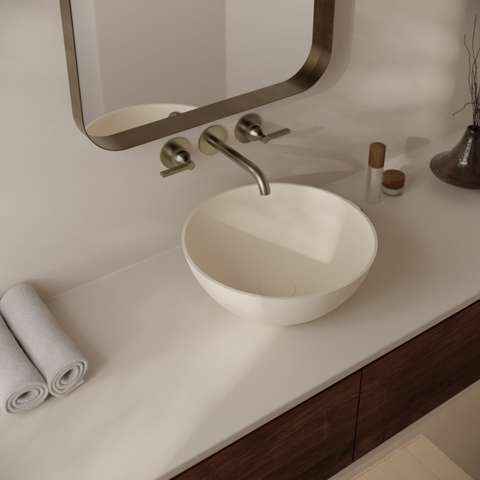 Ideavit Solidthin-39 Vasque à poser - 40x40x15 - solid surface - crème mat SW1476801