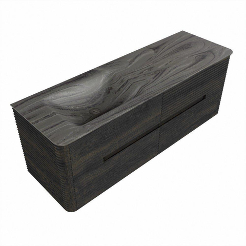 Mondiaz CIRO-DLUX Ensemble de meubles de salle de bains - 140x45x50cm - lavabo solid surface Sombra - 1 vasque à gauche - sans trous de robinet - 4 tiroirs - Shadow SW1532791
