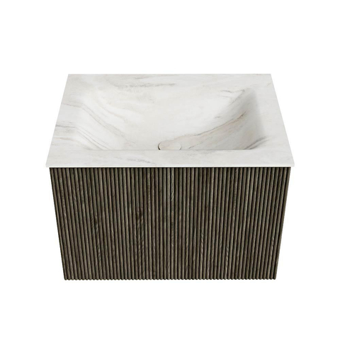 Mondiaz KURVE-DLUX ensemble meuble de salle de bains - 60x46x40cm - 1 tiroir - lavabo solid surface - central - sans trou de robinet - Shadow SW1414436