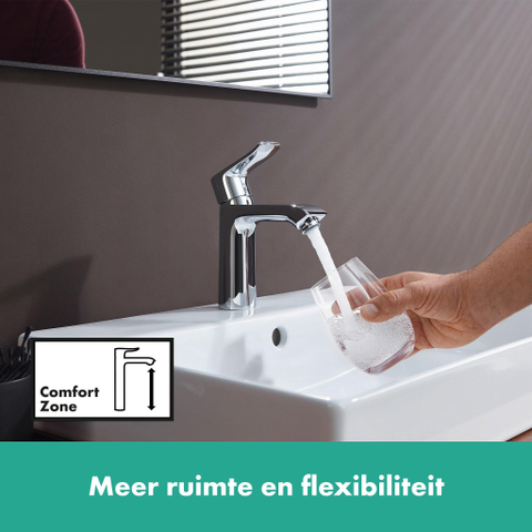 Hansgrohe Metris 1 greeps wastafelkraan - 110 met trekwaste - hoogglans chroom 0450906