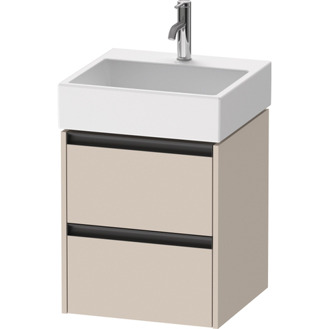 Duravit Ketho.2 Wastafelonderbouwkast - met 2 laden - 48.4x46x54.9cm - met grepen antraciet - taupe mat SW772285