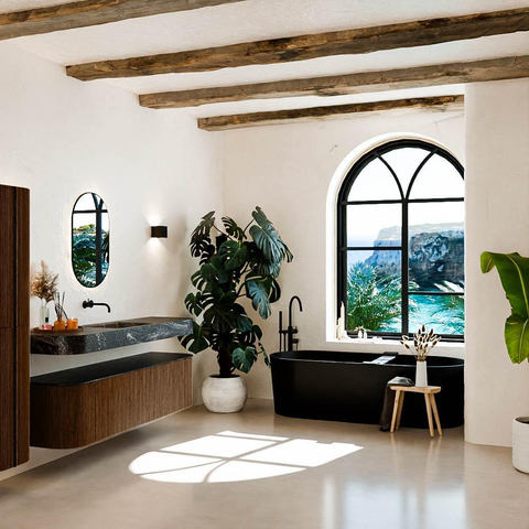 MONDIAZ THOR-DLUX 170cm meuble de salle de bains arrondi gauche + droite couleur Walnut avec 1 tiroir et 2 portes. Vasque suspendue CLOUD Milieu sans trou de robinet couleur Lava. SW1465579