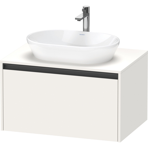 Duravit Ketho.2 Wastafelonderbouwkast - inclusief consoleplaat - met 1 lade - 80x55x45.9cm - met handgreep antraciet - wit supermat SW772237