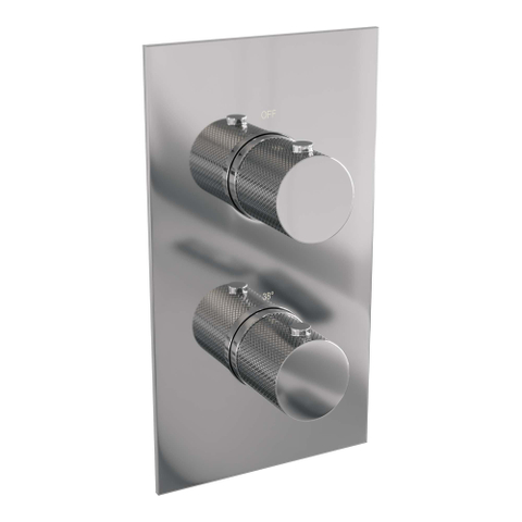 Ensemble de douche pluie encastré Brauer Chrome - douche principale 20 cm - bouton carving - douchette ronde 3 positions - chrome SW715608