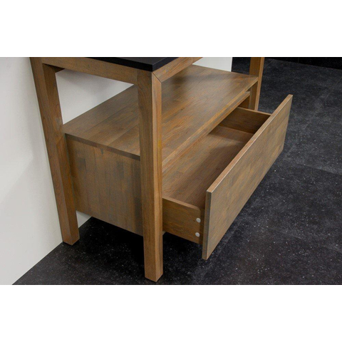 Saniclass Natural Wood Set de meubles 80cm Grey Oak avec lavabo blanc 1 trou pour robinetterie sans miroir SW9152