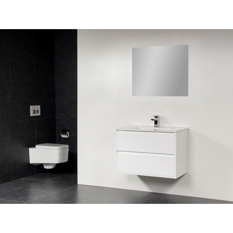 Saniclass New Future Meuble salle de bain avec miroir 100cm Blanc brillant SW3948