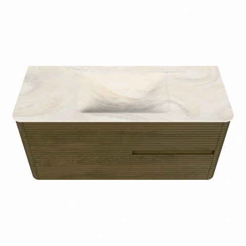 Mondiaz CIRO-DLUX Ensemble de meubles de salle de bains - 110x45x50cm - lavabo solid surface Ostra - 1 vasque au milieu - 1 trou de robinet - 2 tiroirs - Dusk SW1532912
