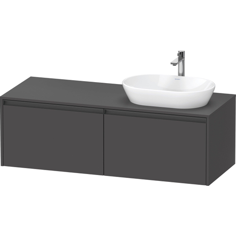 Duravit Ketho.2 Wastafelonderbouwkast - inclusief consoleplaat - met 2 laden - voor waskom rechts - 140x55x45.9cm - met handgrepen antraciet - grafiet mat SW772033
