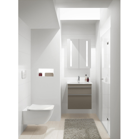 Villeroy & Boch my view 14+ Armoire toilette 60x75x17.3cm avec 2 portes et éclairage LED vertical et boîte de médicaments fermée 1025443