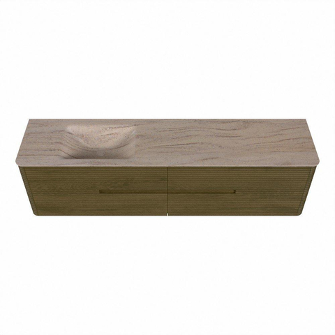 Mondiaz CIRO-DLUX Ensemble de meubles de salle de bains - 190x45x50cm - vasque Solid Surface Saba - 1 bassin à gauche - sans trous de robinet - 4 tiroirs - Dusk SW1533366