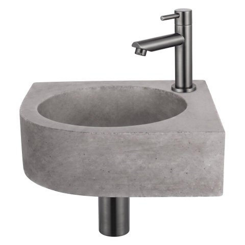 Fortifura Fuente hoekfonteinset – 31.5x31.5x10 cm – beton grijs – kraan gunmetal SW1111547