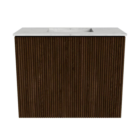 Mondiaz JOYA-DLUX Meuble de toilette 50cm - couleur Walnut - Vasque FAYE position Milieu Sans trou de robinet couleur Opalo SW1422509