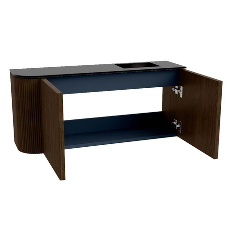 Mondiaz JOYA 91.6cm toiletmeubel - ronding links kleur Walnut - Wastafel FAYE positie Rechts 1 kraangat kleur Urban. SW1421385