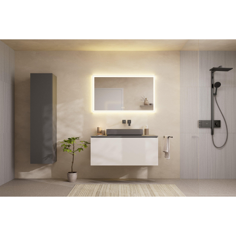 Hansgrohe Metropol 1 greeps wastafelkraan - afbouwdeel - met voorsprong 225 mm en afvoerplug - glans zwart chroom SW490354