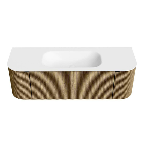 Mondiaz KURVE Ensemble de meubles de salle de bains - 140x46x40cm - 1 tiroir - 2 portes - lavabo solid surface - centre - sans trou de robinet - Dusk SW1414754