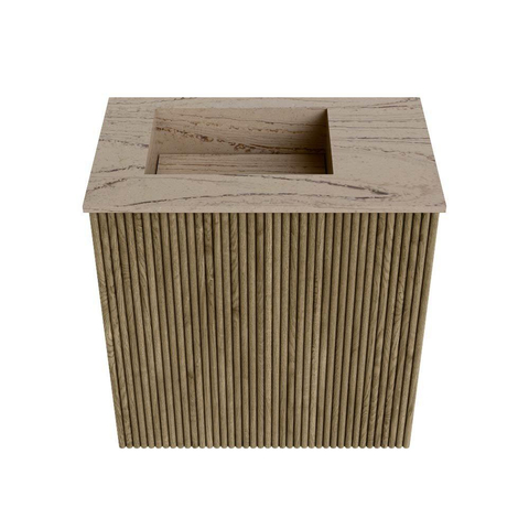 Mondiaz JOYA-DLUX 40cm toiletmeubel - kleur Dusk - Wastafel FAYE positie Links 1 kraangat kleur Arena. SW1425721