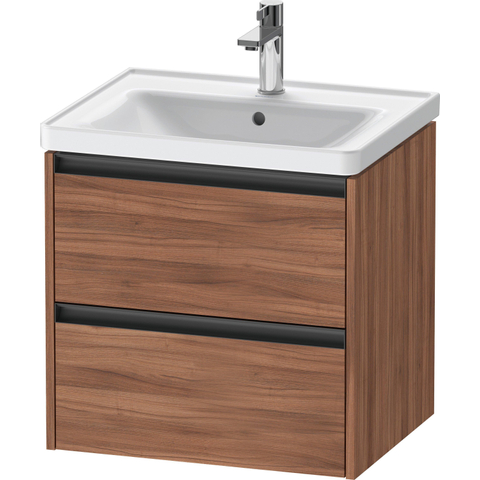Duravit Ketho.2 Wastafelonderbouwkast - met 2 laden - 58.4x45.5x54.9cm - met grepen antraciet - noten mat SW771930