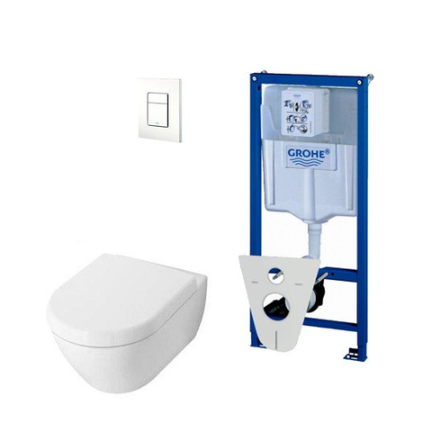 Villeroy & Boch Subway 2.0 DirectFlush softclose toiletset met Grohe reservoir en bedieningsplaat wit SW17691