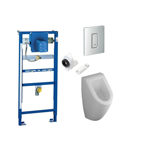 Villeroy & Boch Subway urinoirset - met Grohe Rapid SL reservoir en Grohe Skate bediening - chroom (wit) SW17625