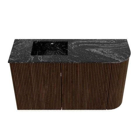 Mondiaz JOYA-DLUX Meuble de salle de bains 71,6cm - arrondi droit couleur Walnut - Vasque FAYE position Gauche 1 trou de robinet couleur Lava. SW1422469