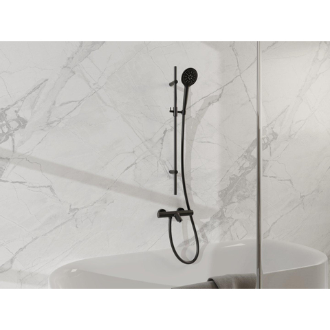 Fortifura Calvi Mitigeur baignoire - avec barre curseur - douchette ronde - flexible lisse - Noir mat SW997396