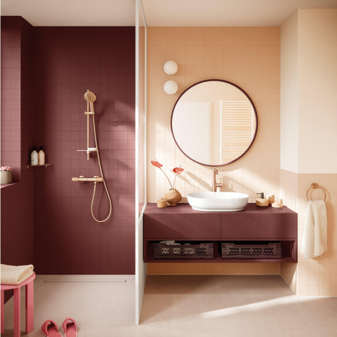 GROHE Precision Feel douchethermostaat - 15cm - met koppelingen - geborsteld warm sunset (koper) SW1475084