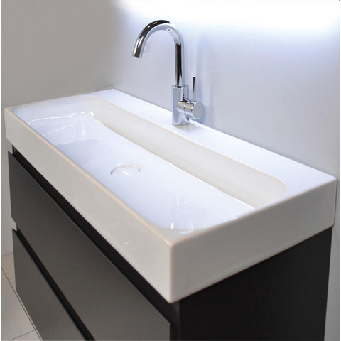 INK Unit Ensemble meuble de salle de bains sans poignées incluant miroir 80cm blanc mat SW17702