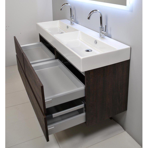INK Unlimited ensemble meuble de salle de bains sans poignées avec miroir inclus 140cm chêne naturel SW17757