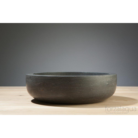 Forzalaqua Verona vasque à poser 40x40x12cm Ronde Pierre naturelle Pierre bleue adoucie FO100005