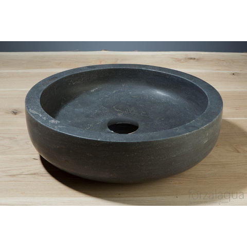 Forzalaqua Verona vasque à poser 40x40x12cm Ronde Pierre naturelle Pierre bleue adoucie FO100005