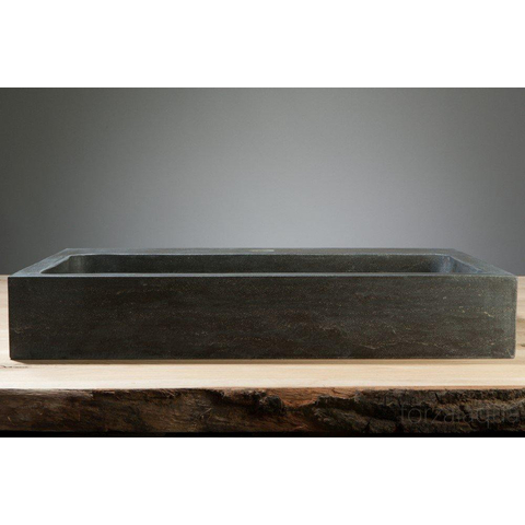 Forzalaqua Palermo lavabo - 60x40x9cm - 1 trou de robinet - pierre bleue adouci (noir) FO100036