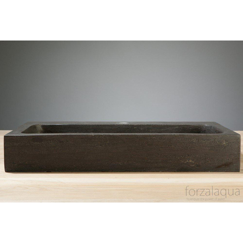Forzalaqua Taranto lavabo - 50x30x8cm - 1 trou de robinet - pierre bleue adouci (noir) FO100047