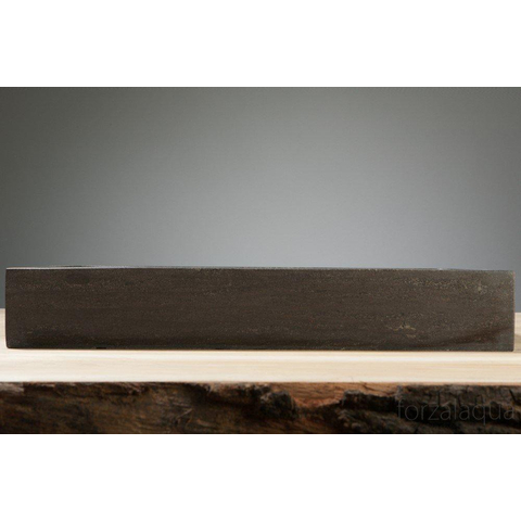 Forzalaqua Taranto lavabo - 50x30x8cm - 1 trou de robinet - pierre bleue adouci (noir) FO100047