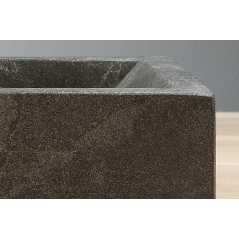 Forzalaqua Venetia lavabo de WC 40x22x10cm cuve à gauche 1 trou de robinet à droite Pierre naturelle Pierre bleue adoucie FO100074