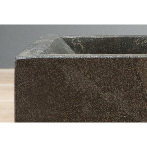 Forzalaqua Venetia lave-mains 40x22x10cm vasque à droite 1 trou de robinet à gauche Pierre naturelle Pierre bleue adoucie FO100075