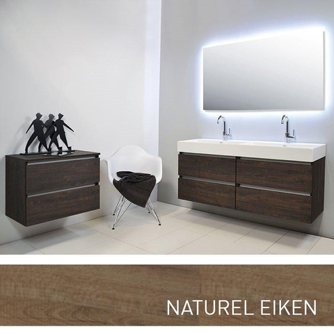 INK Unlimited ensemble meuble de salle de bains sans poignées avec miroir inclus 140cm chêne naturel SW17757