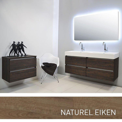 INK Unlimited set de meubles salle de bains sans poignée avec miroir 140cm chêne naturel SW17757