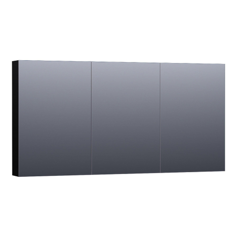 Saniclass Plain Spiegelkast - 140x70x15cm - 3 links- en rechtsdraaiende spiegeldeuren MDF - hoogglans zwart SW392959
