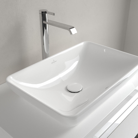 Villeroy & Boch venticello semi - inbouw opzetwastafel - zonder kraangat - 55x36cm - met overloop - White Alpine (glans wit) 1025158