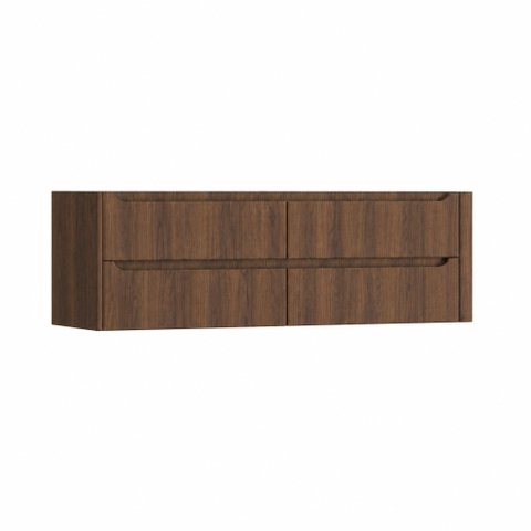 H&R Badmeubelen Juice Wastafelonderkast - 160x45x50cm - rechterhoek afgerond - 4 lades - geïntegreerde greep - Dark oak SW1491147