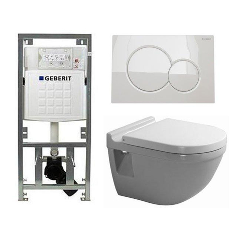 Duravit Philippe Starck 3 toiletset vlakspoel inbouwreservoir set bedieningsplaat wit SW18096